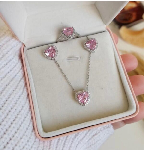 Lot de collier + bague + boucle coeur – Image 2
