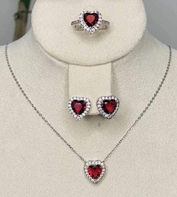 Lot de collier + bague + boucle coeur – Image 3