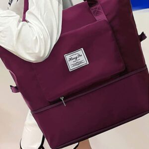 شنطة سفر ورياضة قابلة للطي: مقاومة للماء بسعة كبيرة وجيب للأحذية - مثالية للجيم والسفر