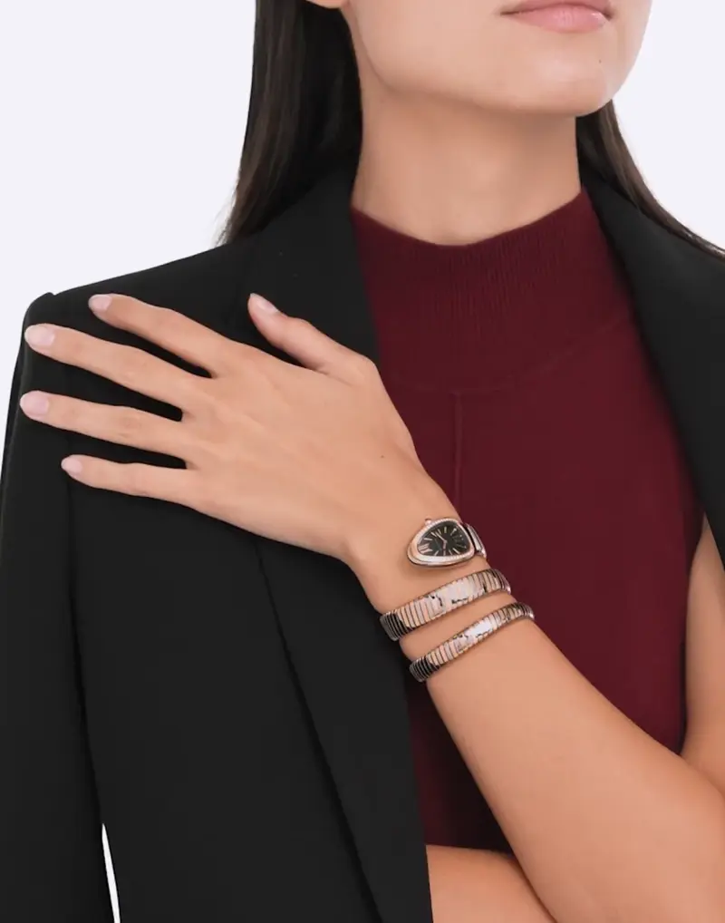 ساعة الثعبان النسائية الفاخرة - تصميم أنيق مستوحى من بولغاري