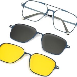 Lunettes de soleil polarisées magnétiques 3 en 1,UV rétro carrée