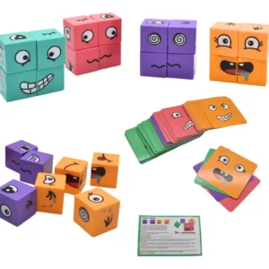 لعبة المكعب السحري متغير الوجوه - مكعبات بناء تعليمية بطريقة مونتيسوري لتنمية ذكاء الأطفال