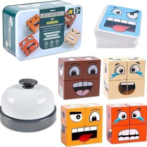 لعبة المكعب السحري متغير الوجوه - مكعبات بناء تعليمية بطريقة مونتيسوري لتنمية ذكاء الأطفال