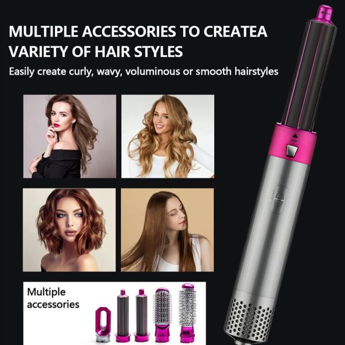 Sèche Cheveux 5EN1 Hot Air Styler 1000W - Rose – Image 2