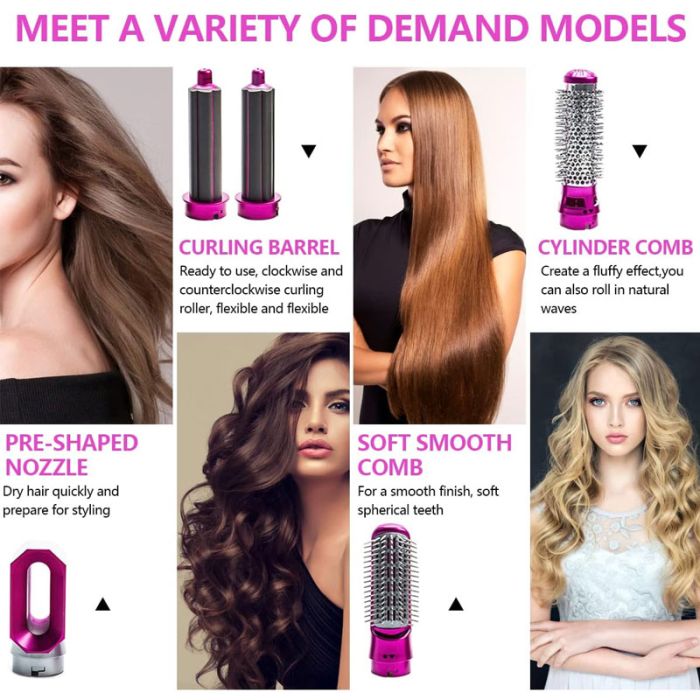 Sèche Cheveux 5EN1 Hot Air Styler 1000W - Rose – Image 3